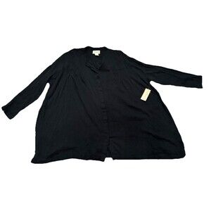 Denim & Supply Ralph Lauren NWT Black Crinkle Pleated Wide Boxy Blouse Top L